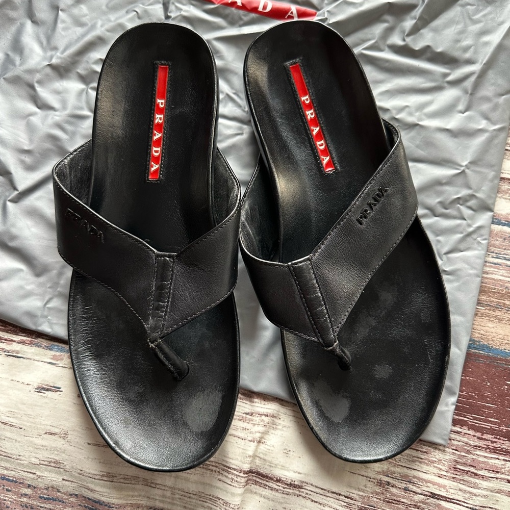 Men’s Prada leather flip-flops